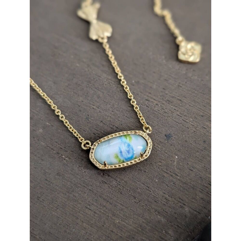 *NWOT KENDRA SCOTT x LOVE SHACK FANCY The Elisa Blue Romance Blooming Necklace